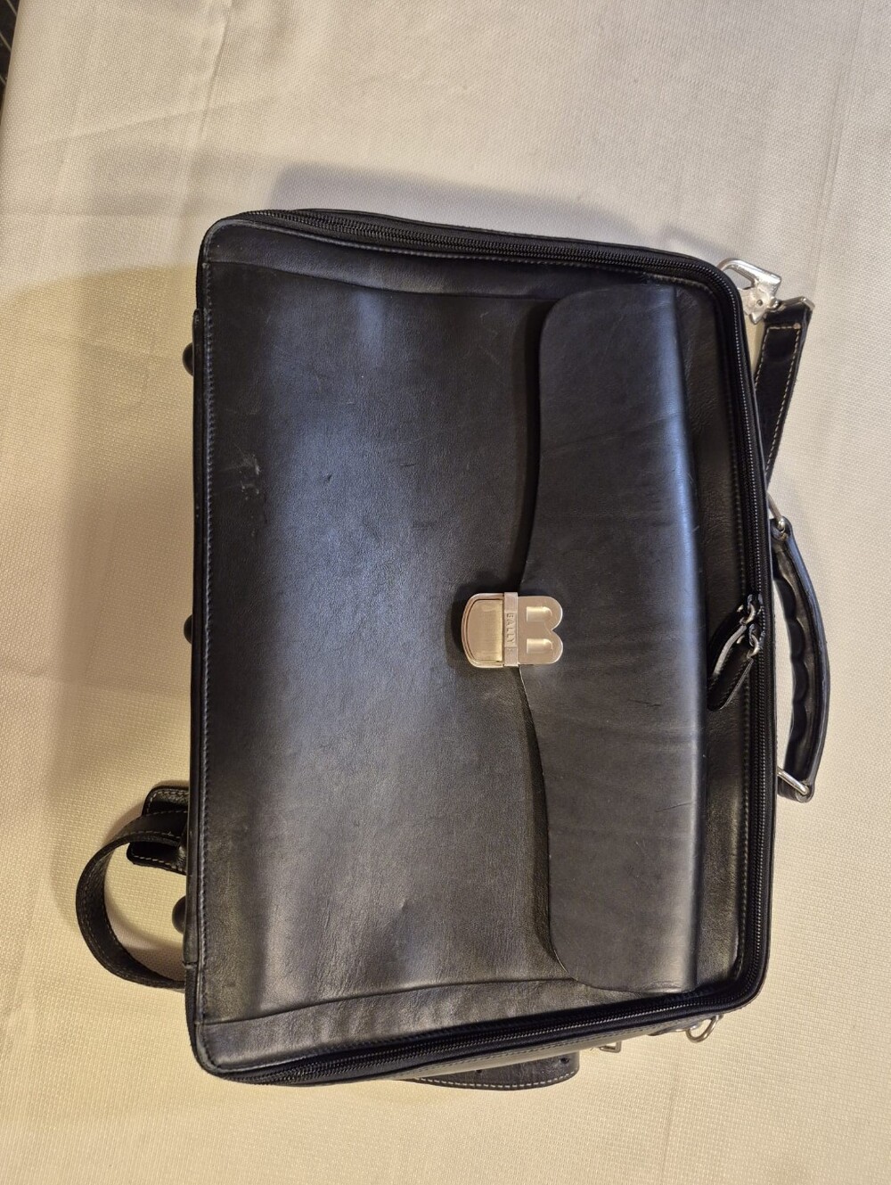 Vintage Bally Black Leather Briefcase Satchel